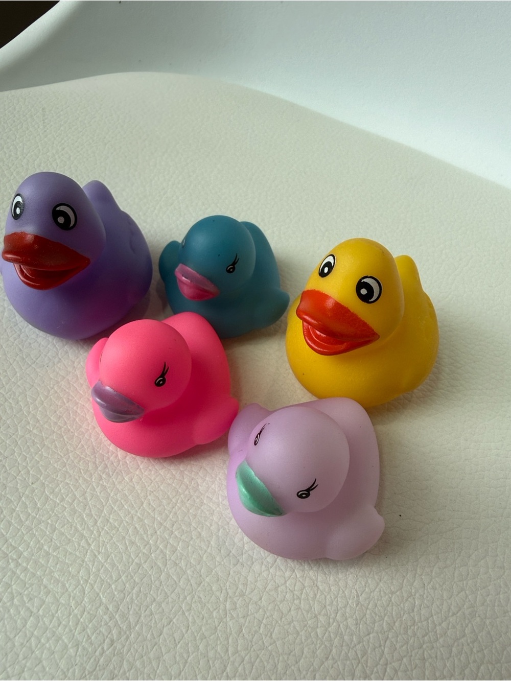 Mini Rubber Duck Bath Toy Set - Pink, Purple, Yellow, Teal